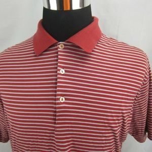 Peter Millar Golf Polo Shirt RED Striped Mens XL